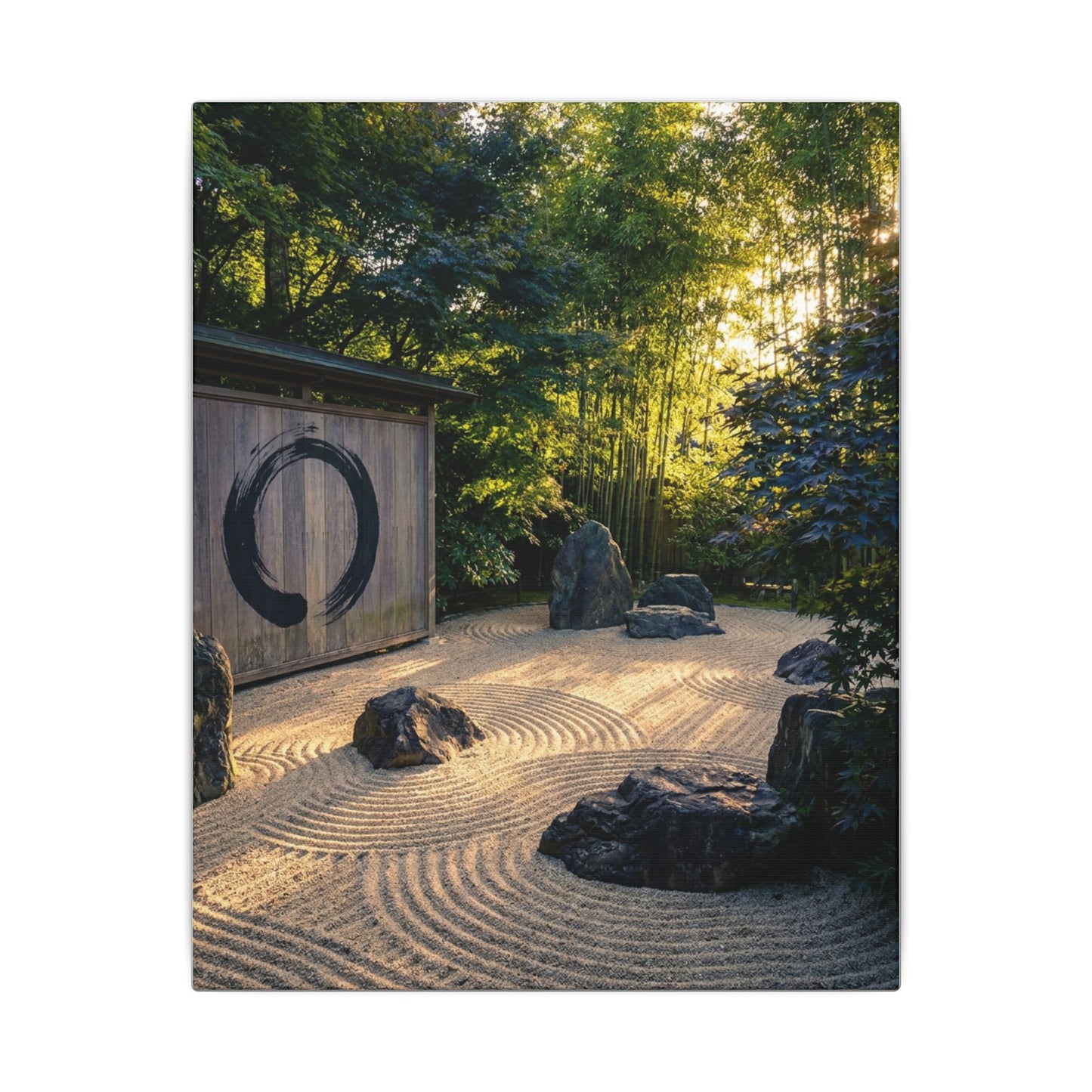 Rock Garden Enso Canvas Art | Tranquil Zen Art