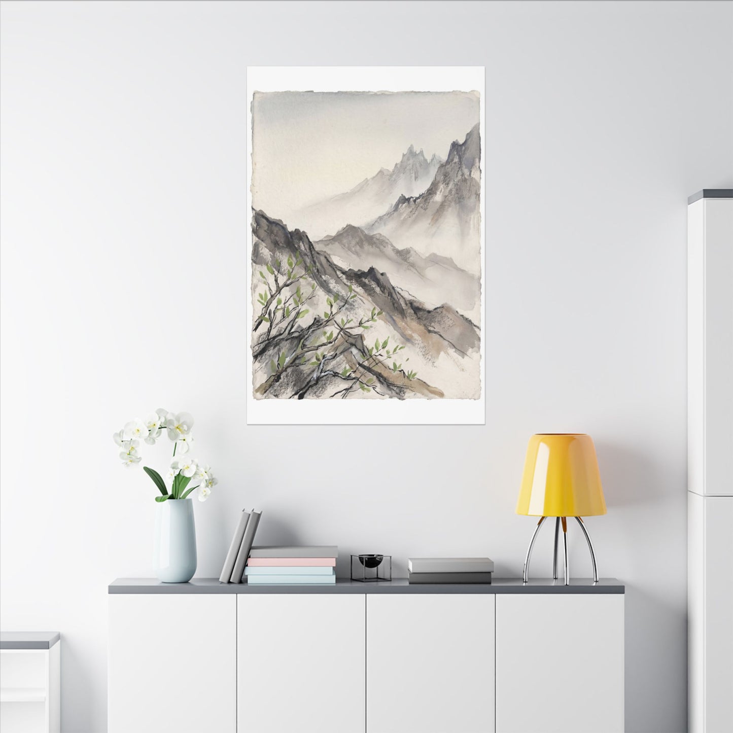 Spring Mountain Mist Texture Canvas Art | Warm Decor
