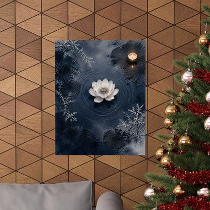 Lotus Flower Wall Art Print | Winter Zen Sumi E Art