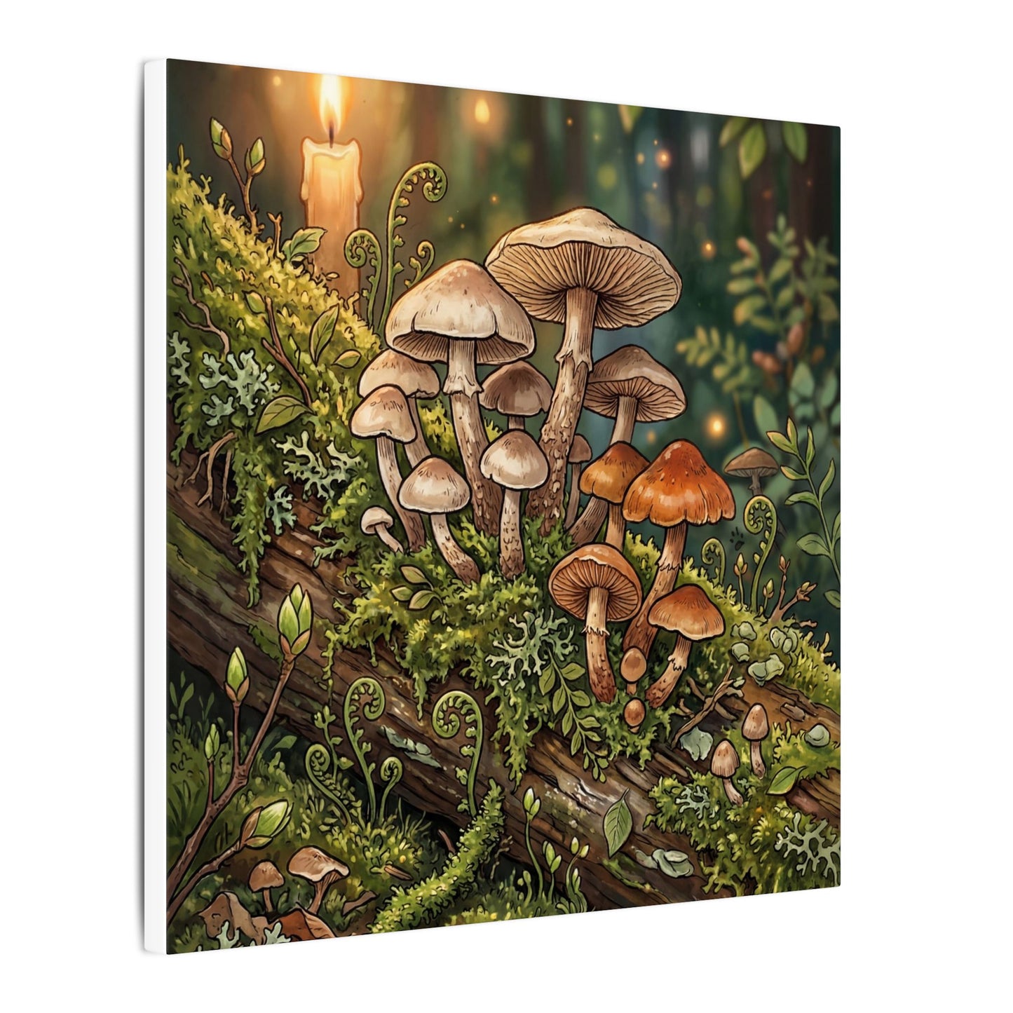 Spring Wild Mushrooms Herbarium Canvas Art | Rustic Decor