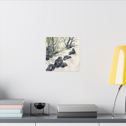 Dappled Rock Garden Canvas Art - Zen Mono No Aware