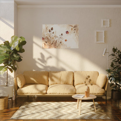 Dried Flowers Canvas Art | Autumn Japandi Watercolor Art