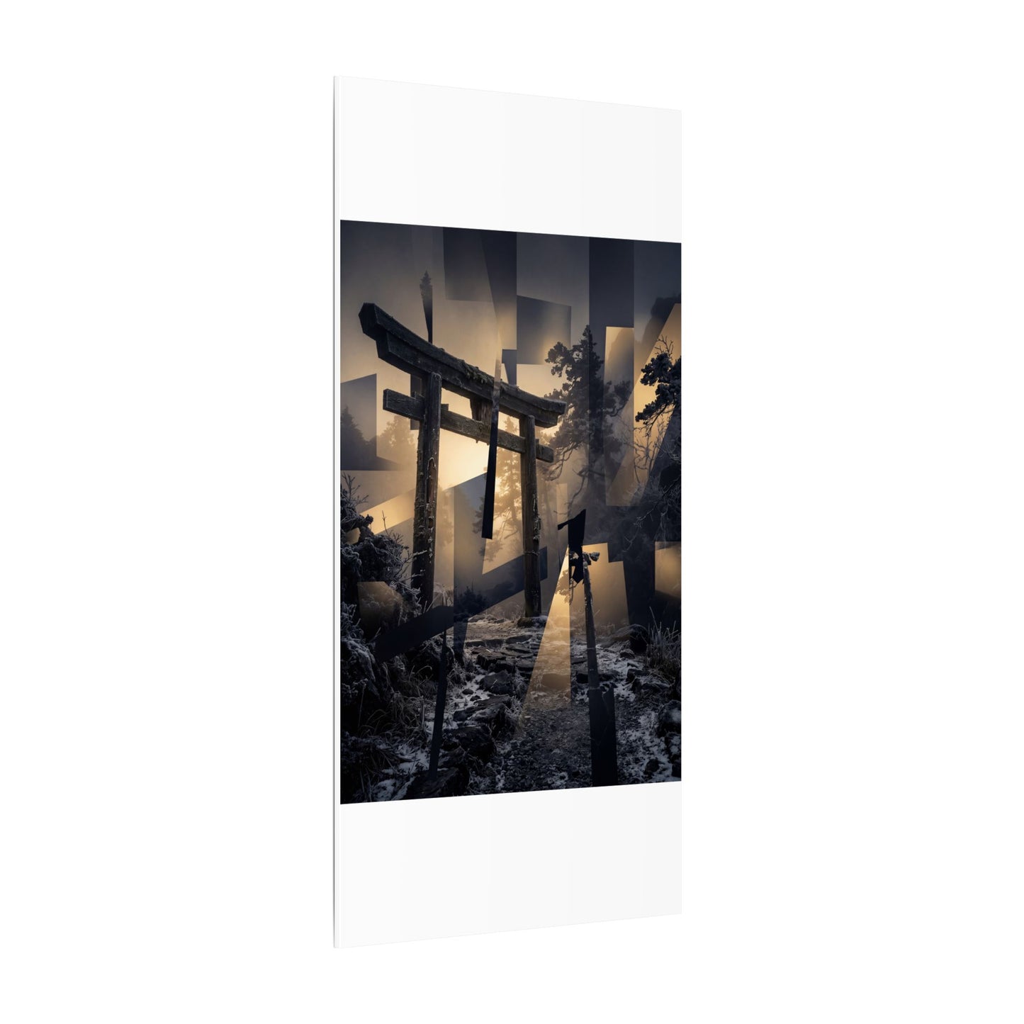 Winter Torii Gate Moody Minimal Canvas Art | Bold Decor