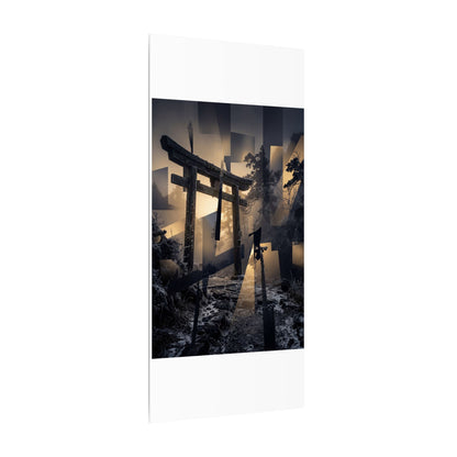 Winter Torii Gate Moody Minimal Canvas Art | Bold Decor