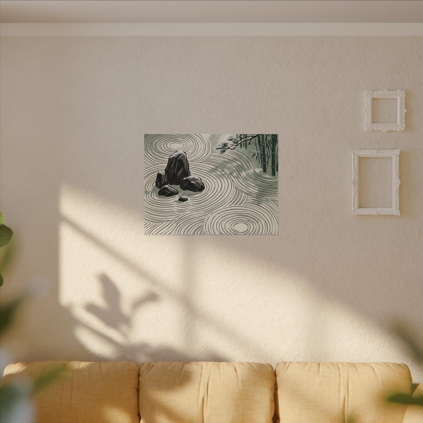 Shibui Rock Garden Canvas Art - Zen Ukiyo E Inspired