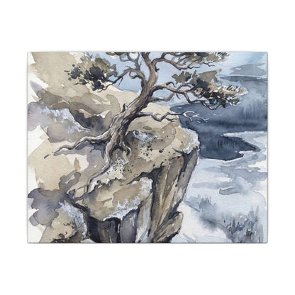 Pine Tree Canvas Art | Winter Japandi Watercolor Art