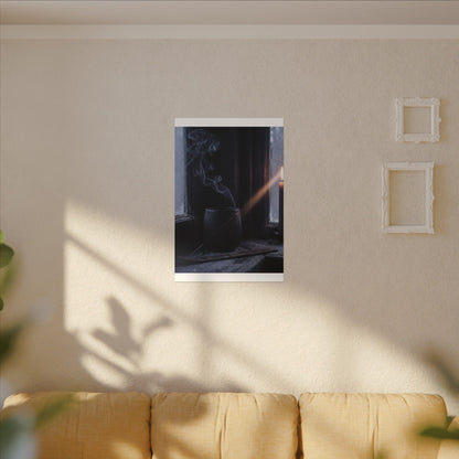 Incense Smoke Winter Canvas Art | Dark Japandi Sophisticated Design