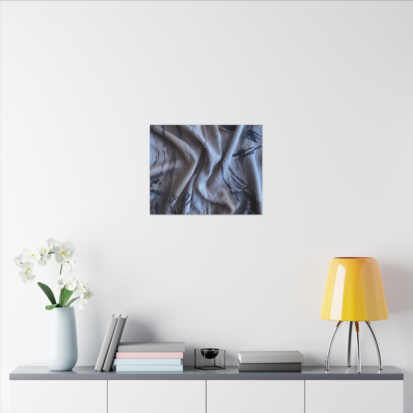 Silk Drape Winter Canvas Art | Japandi Earthy Design