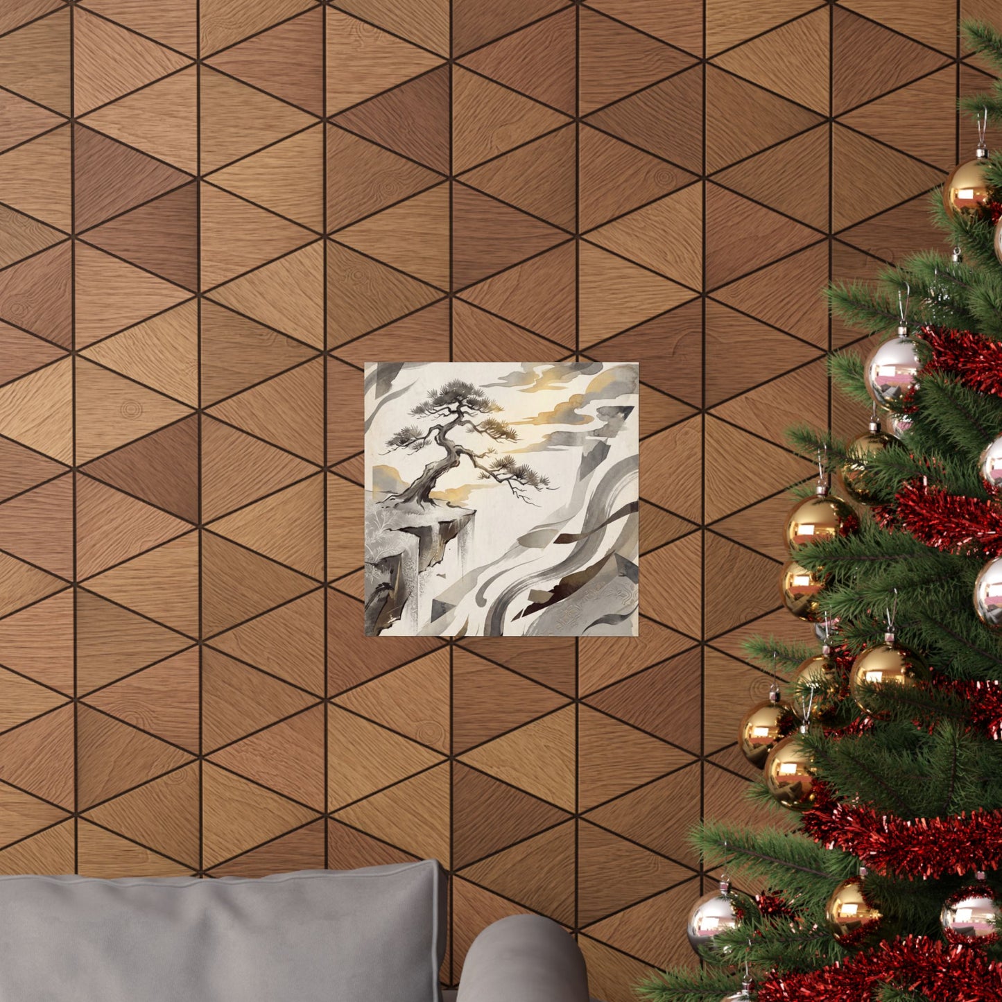 Pine Tree Japanese Pattern Wall Art Print | Cozy Japandi Art