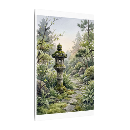 Neutral Stone Lantern Canvas Art - Watercolor Japandi