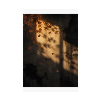 Sophisticated Shadow Play Wall Art Print - Charcoal Ink Dark Japandi