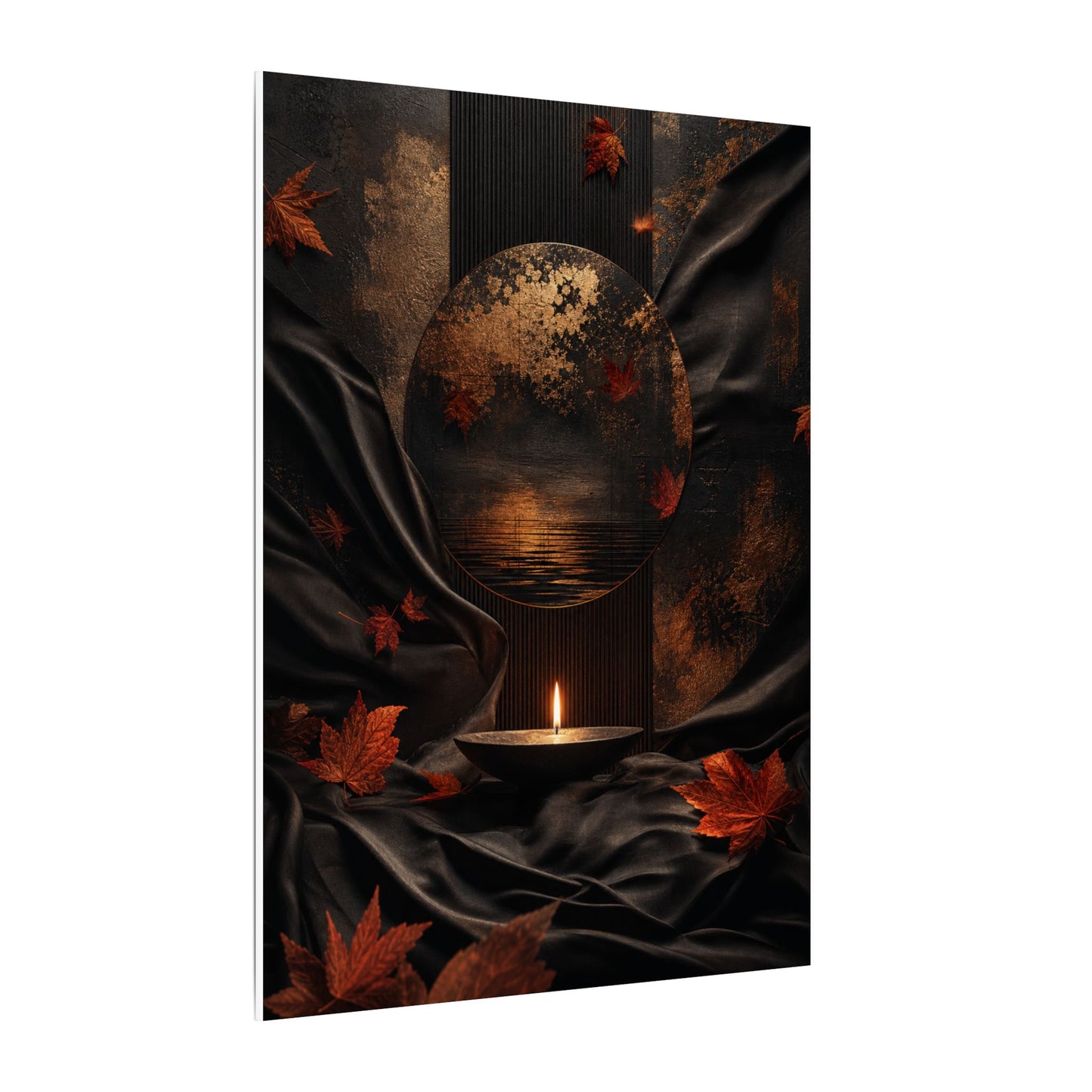 Silk Drape Autumn Canvas Art | Dark Japandi Moody Design