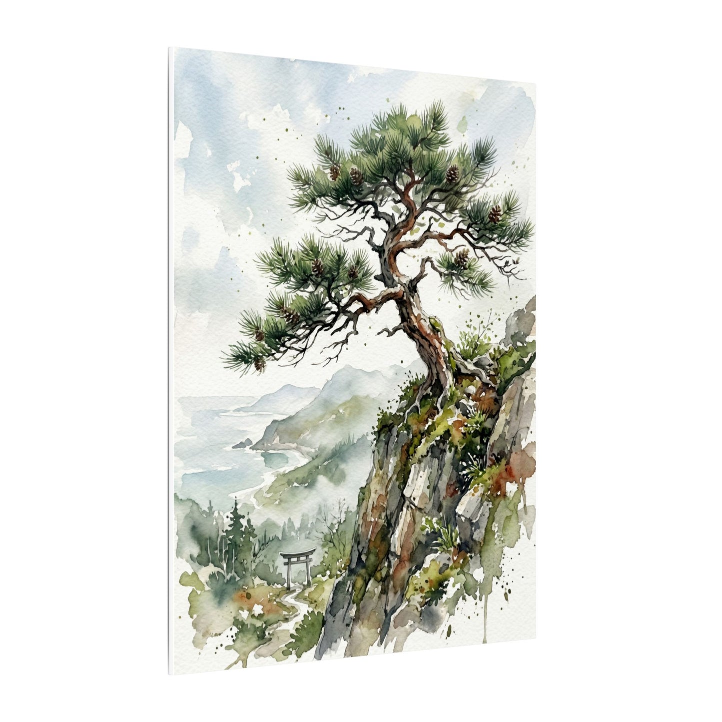 Pine Tree Spring Canvas Art | Japandi Neutral Design