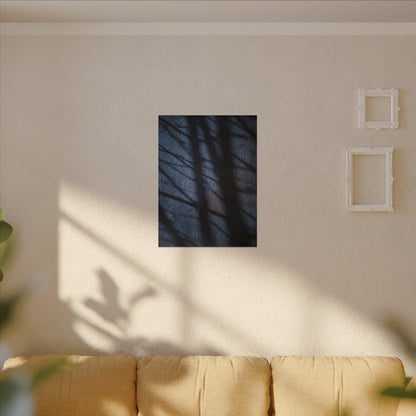 Dark Japandi Shadow Play in Moonlight | Moody Minimal Canvas Art