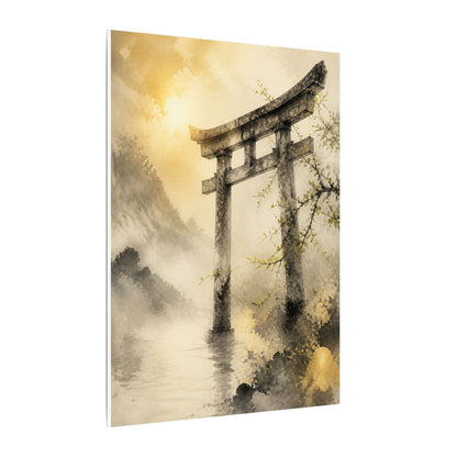Spring Torii Gate Sumi E Canvas Art | Tranquil Decor