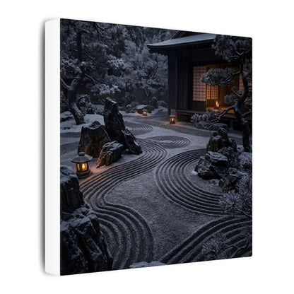 Candlelight Rock Garden Canvas Art - Dark Japandi Fukinsei