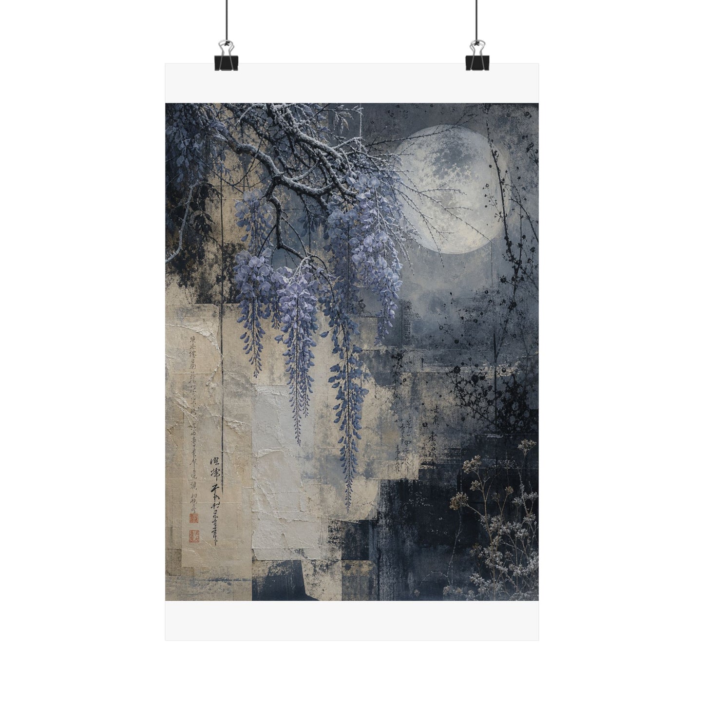 Moonlight Wisteria Wall Art Print - Japandi Seijaku