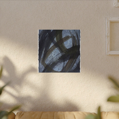 Ink Brushstroke Canvas Art | Winter Dark Japandi Shadow Zen Art