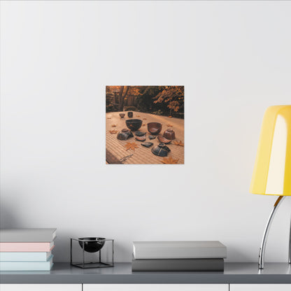 Golden Hour Tea Ceremony Canvas Art - Kintsugi Shibui