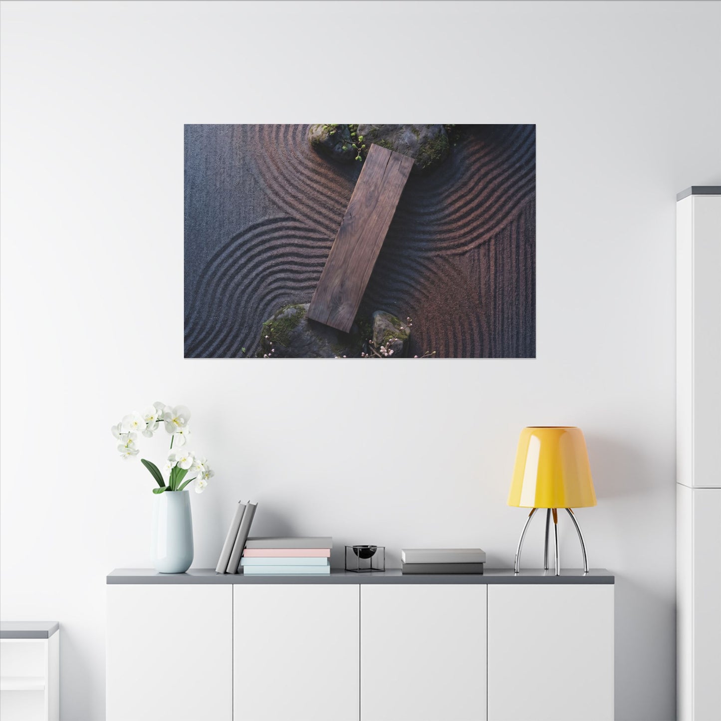 Spring Rock Garden Moody Minimal Canvas Art | Atmospheric Decor