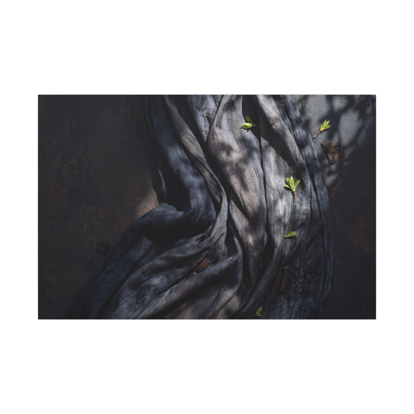 Seijaku Silk Drape Canvas Art - Dark Japandi Dark Texture