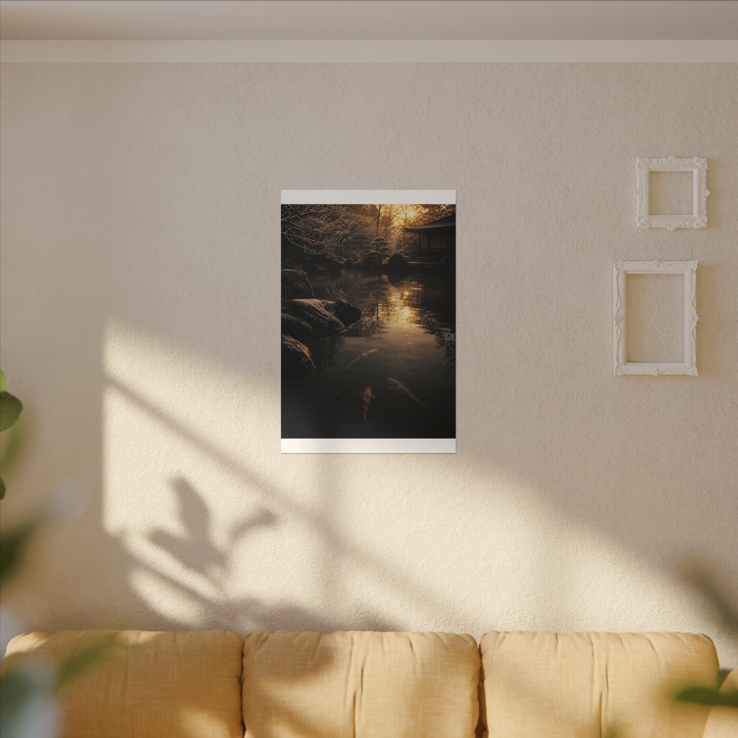 Winter Koi Pond Shadow Zen Canvas Art | Bold Decor