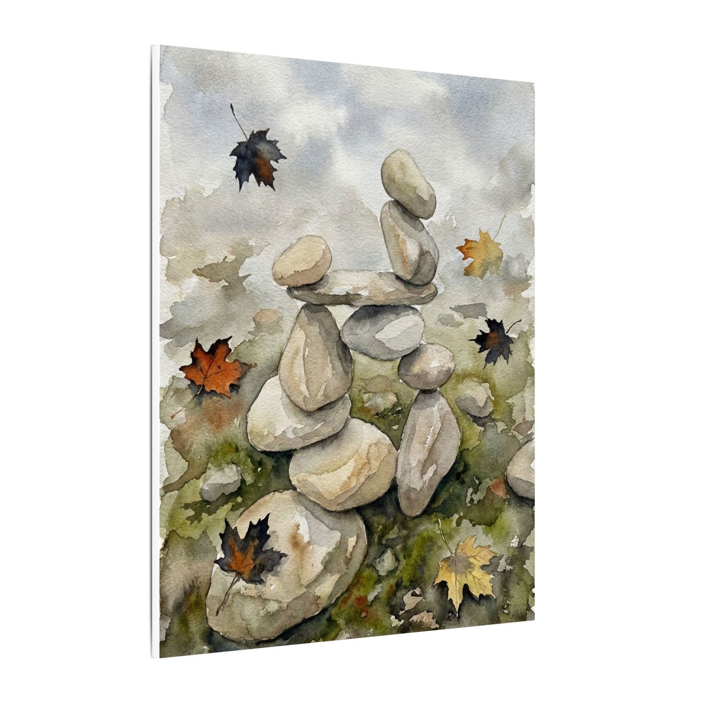 Overcast River Stones Canvas Art - Japandi Fukinsei