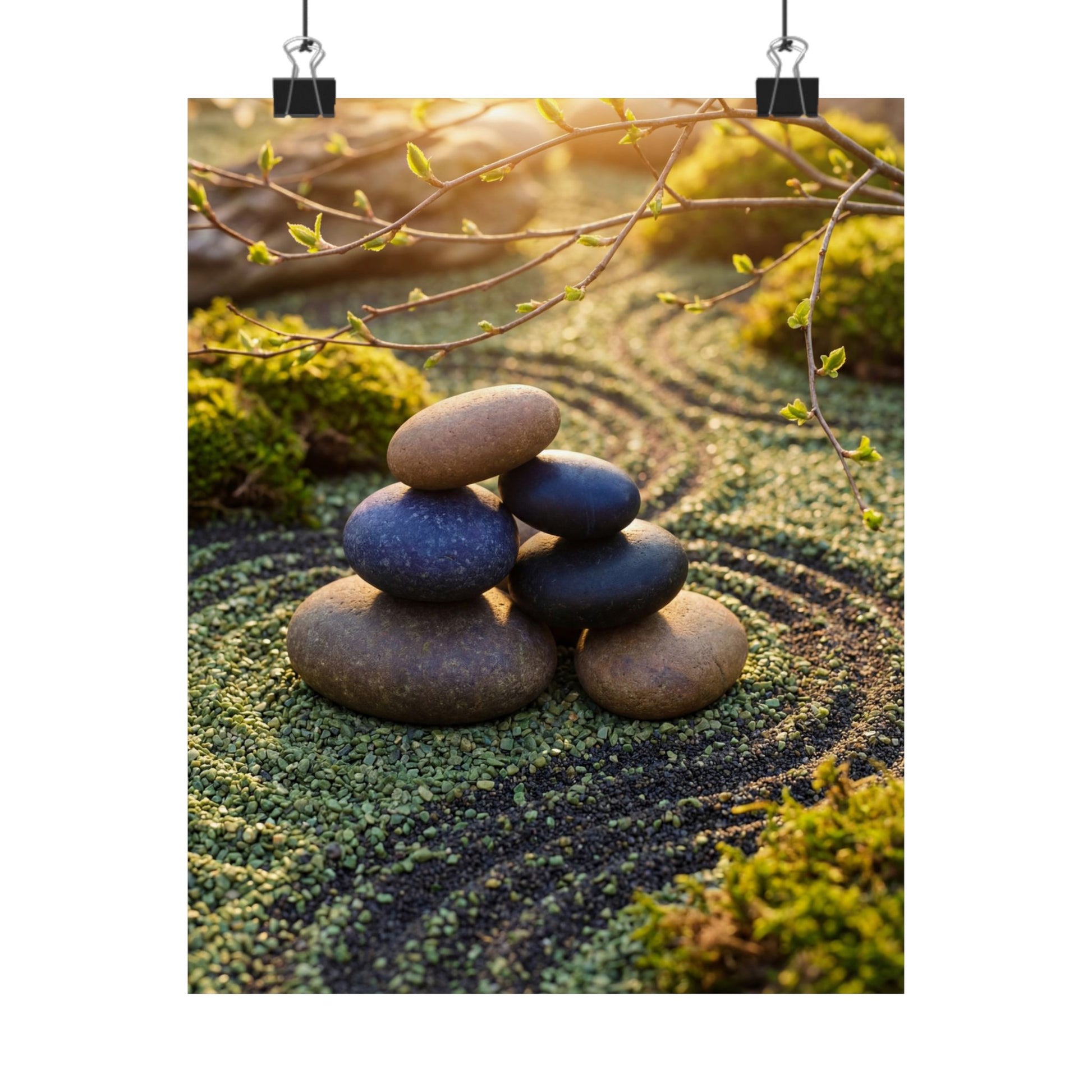 River Stones Spring Wall Art Print | Zen Contemplative Design Art Print