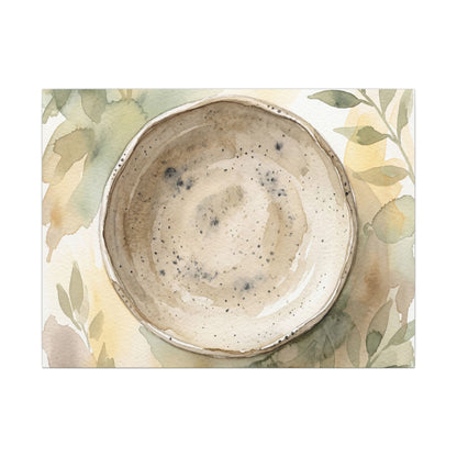 Ceramic Bowl Watercolor Canvas Art | Warm Japandi Art