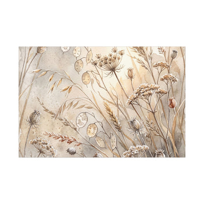 Winter Dried Flowers Watercolor Canvas Art | Warm Decor