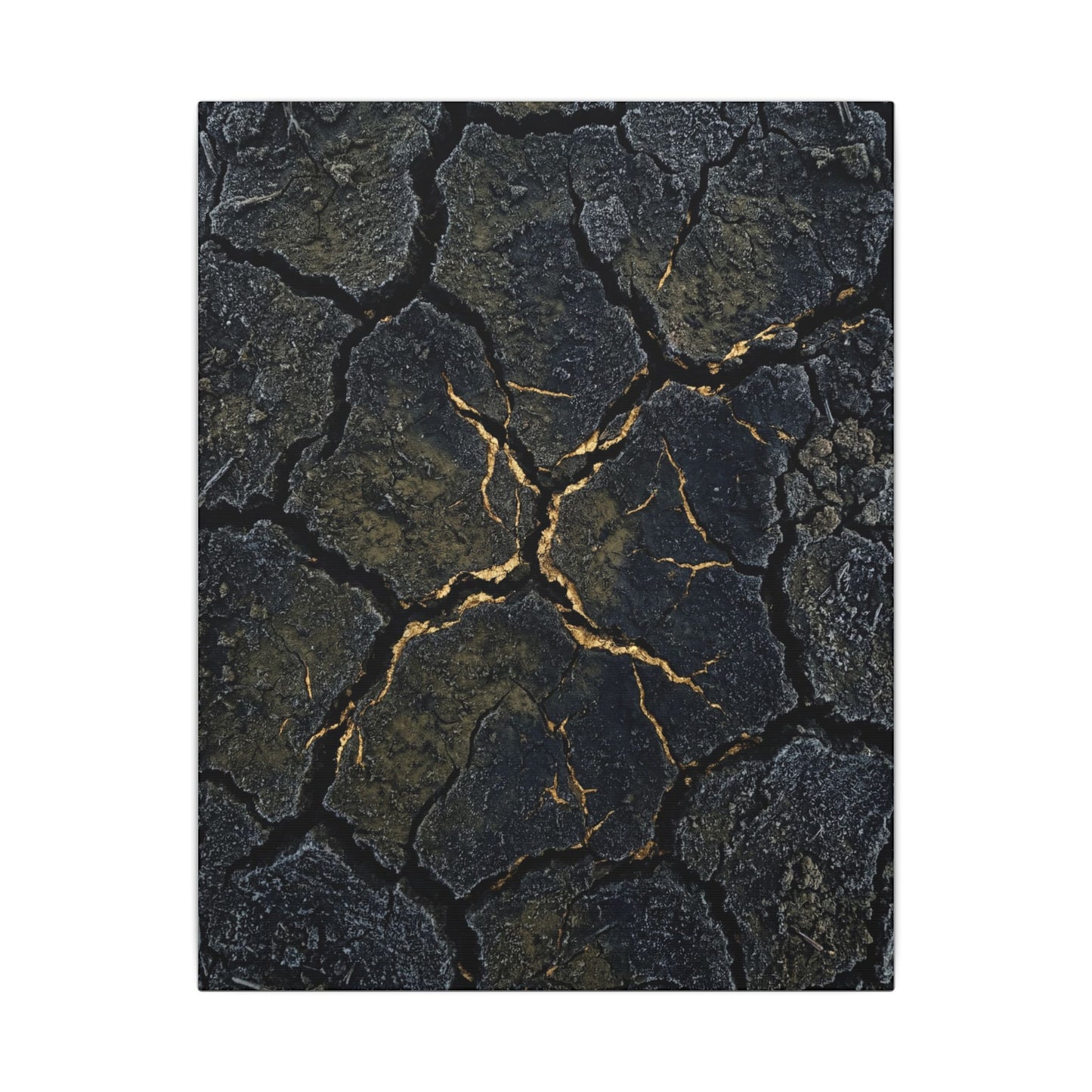 Overcast Cracked Earth Canvas Art - Dark Japandi Ma