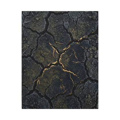 Overcast Cracked Earth Canvas Art - Dark Japandi Ma