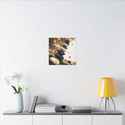 Ma River Stones Canvas Art - Kintsugi Gold Vein