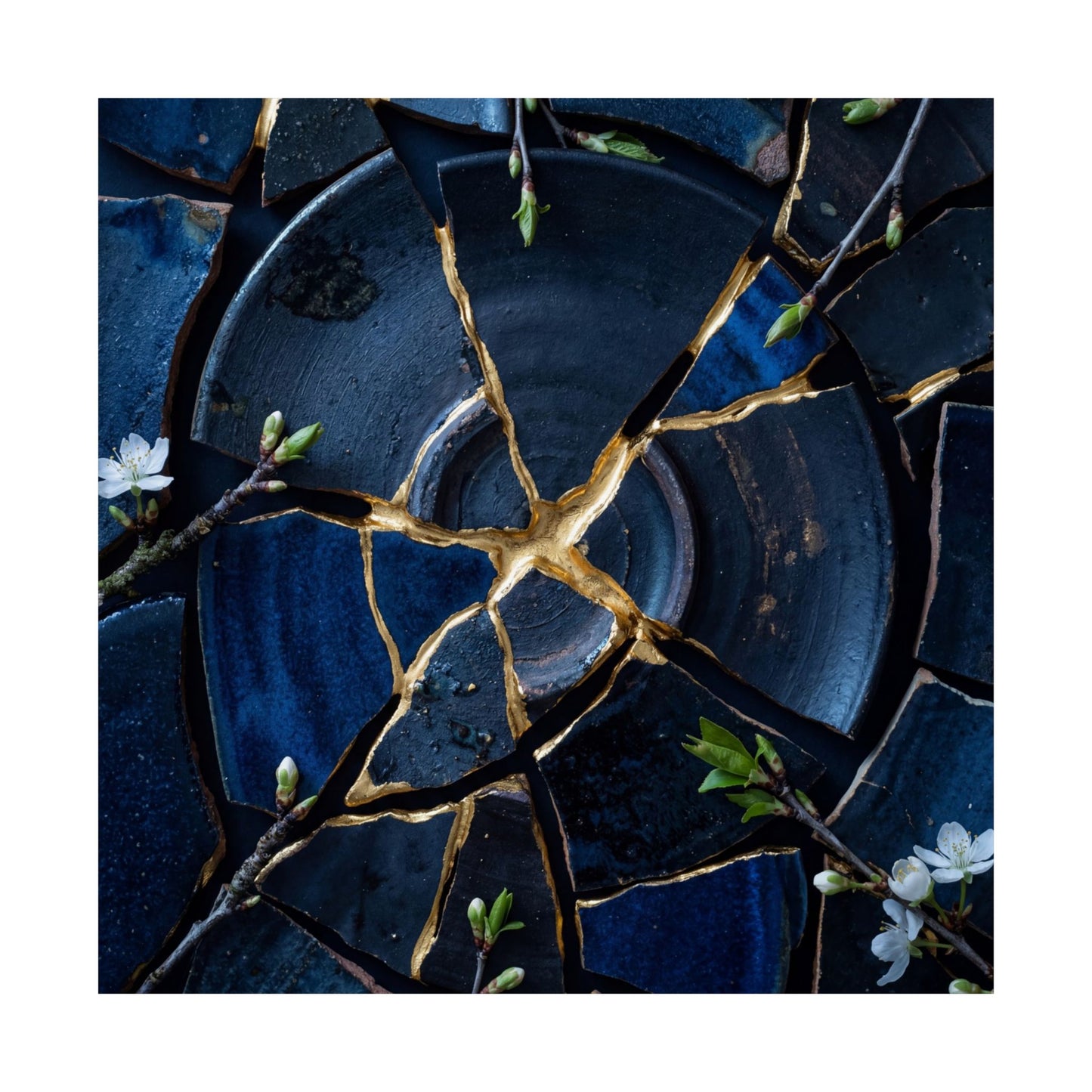Broken Pottery Spring Wall Art Print | Kintsugi Resilient Design