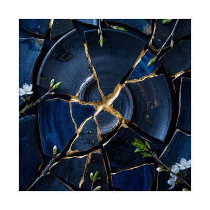 Broken Pottery Spring Wall Art Print | Kintsugi Resilient Design