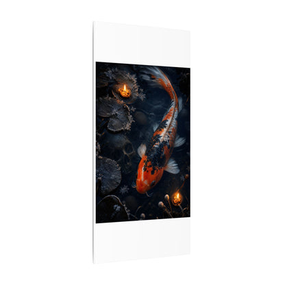 Koi Pond Canvas Art | Winter Dark Japandi Shadow Zen Art
