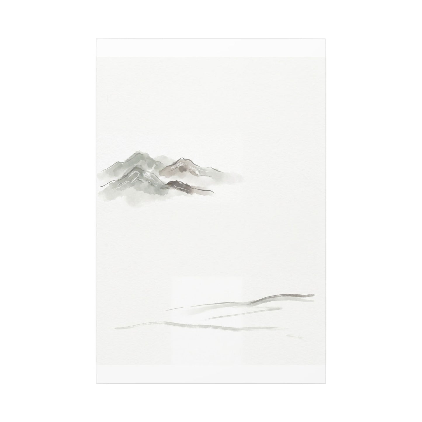 Winter Mountain Mist Minimal Line Canvas Art | Elegant Decor