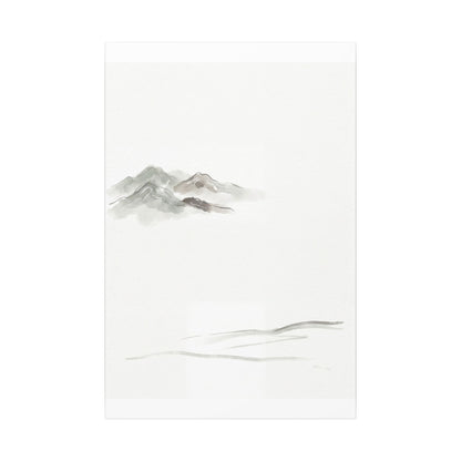 Winter Mountain Mist Minimal Line Canvas Art | Elegant Decor