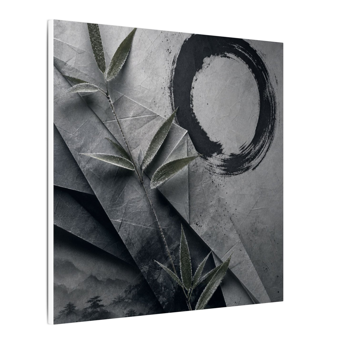 Winter Paper Fold Enso Canvas Art | Serene Decor