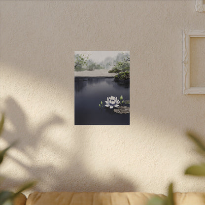Lotus Flower Karesansui Canvas Art | Tranquil Zen Art