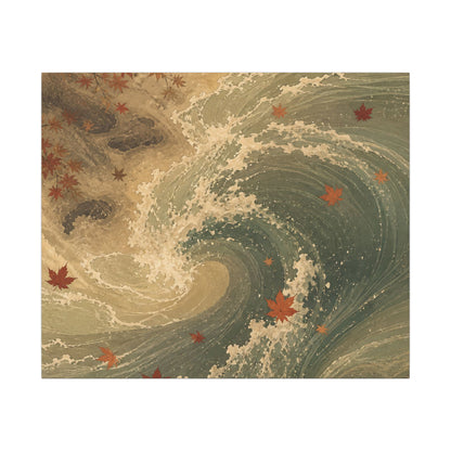 Japandi Ocean Wave in Candlelight | Japanese Pattern Canvas Art