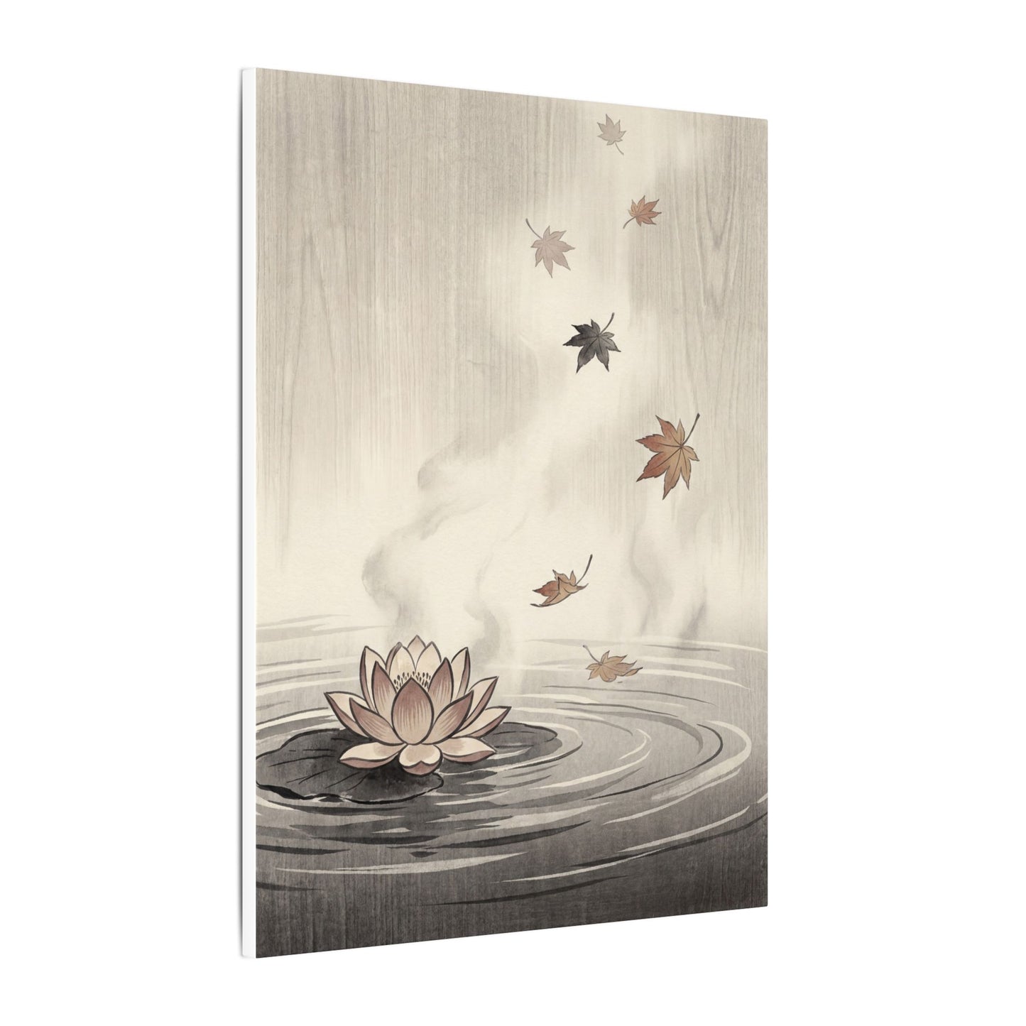 Lotus Flower Canvas Art | Autumn Zen Ukiyo E Inspired Art