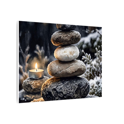 River Stones Canvas Art | Winter Japandi Watercolor Art