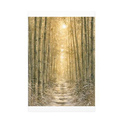 Bamboo Grove Winter Canvas Art | Japandi Elegant Design