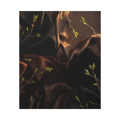 Dark Japandi Silk Drape in Golden Hour | Moody Minimal Canvas Art