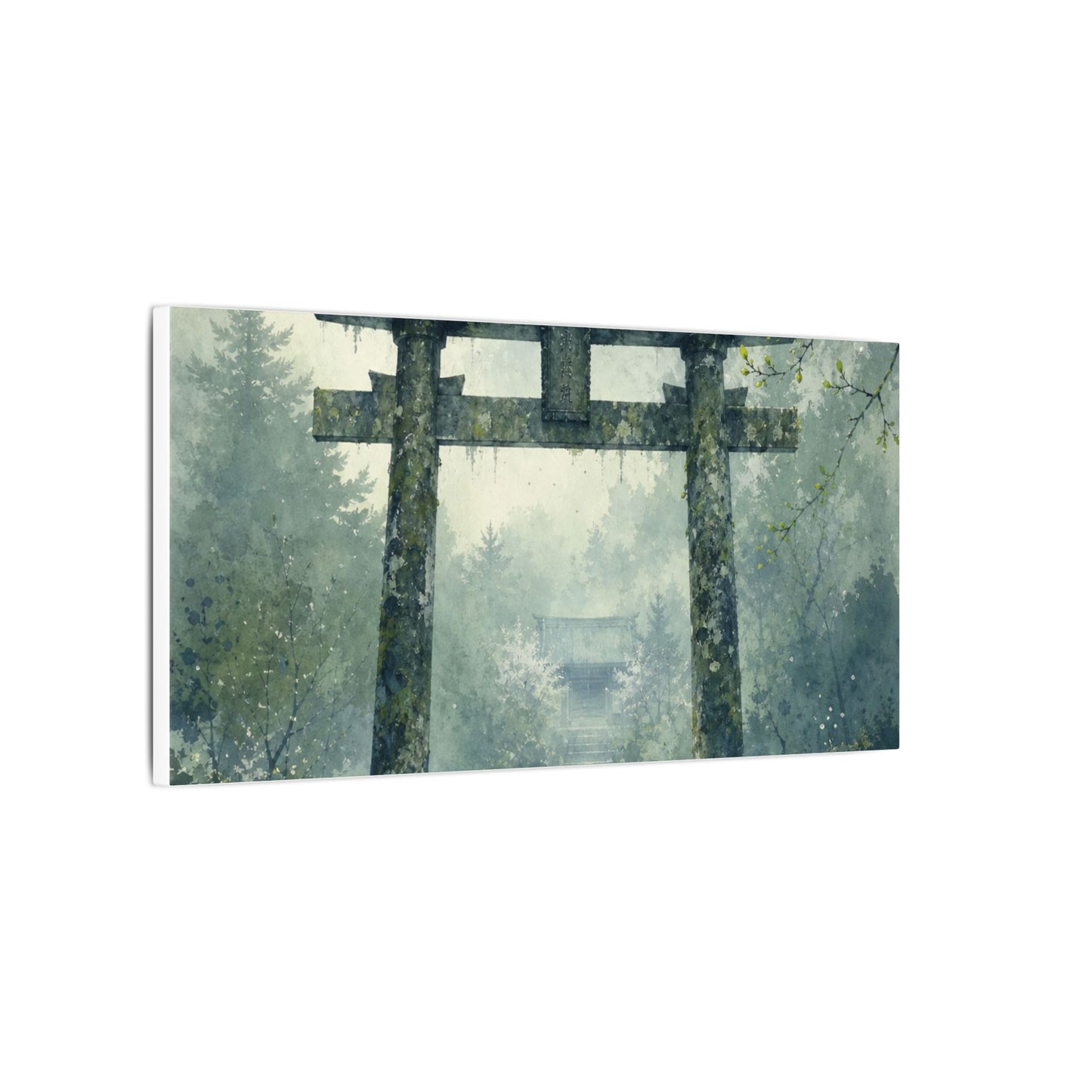Earthy Torii Gate Canvas Art - Watercolor Japandi