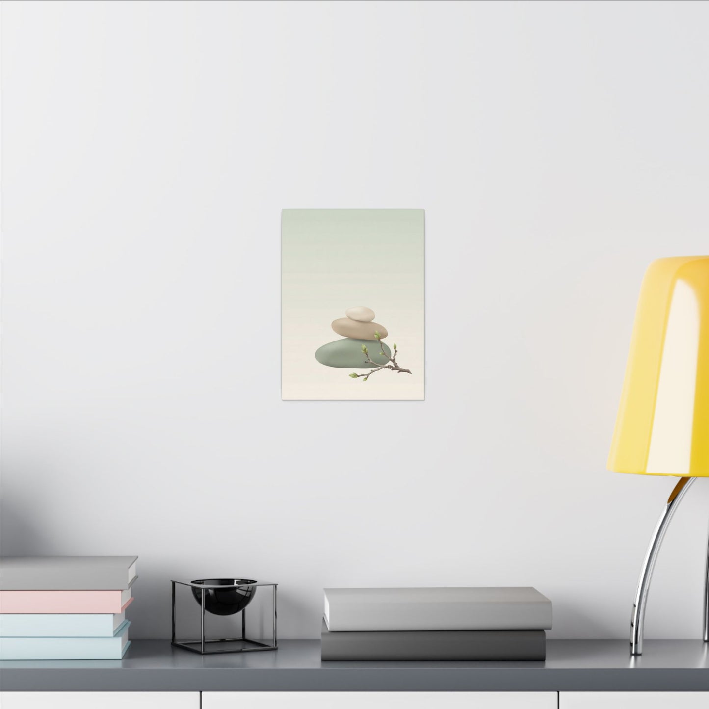 Dawn River Stones Canvas Art - Japandi Fukinsei