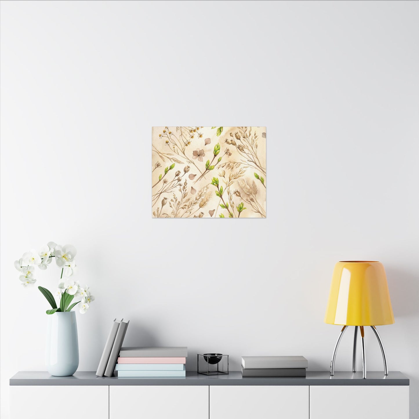 Spring Dried Flowers Watercolor Canvas Art | Earthy Decor