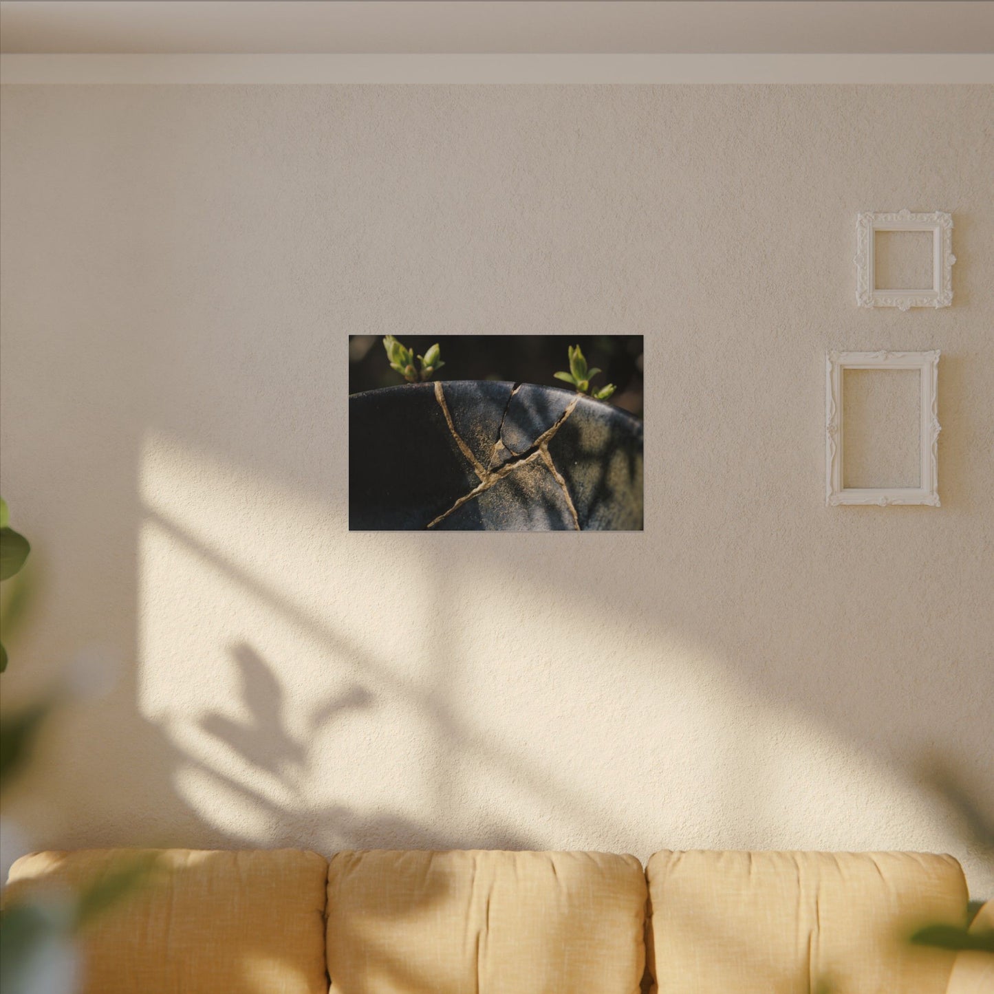 Seijaku Broken Pottery Canvas Art - Dark Japandi Shadow Zen