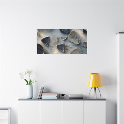 Broken Pottery Canvas Art | Winter Kintsugi Gold Vein Art